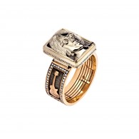 Кольцо с бриллиантом из комбинированного золота 585 пробы цвет металла комби 16.17 гр. фото