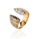 Кольцо с бриллиантом и сапфиром из желтого золота 585 пробы