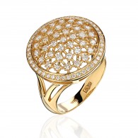 Кольцо с бриллиантом из желтого золота 750 пробы фото