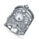 Кольцо с цирконом и жемчугом из серебра 925 пробы