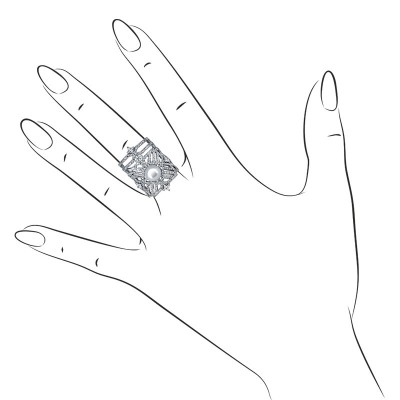Кольцо с цирконом и жемчугом из серебра 925 пробы фото