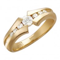 Кольцо с бриллиантом из красного золота 585 пробы фото