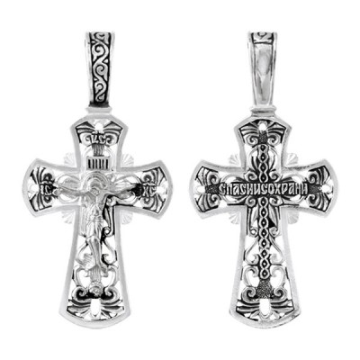 Крест из серебра 925 пробы с чернением фото