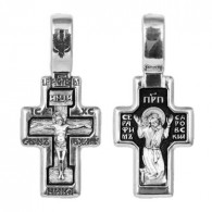 Крест Серафим Саровский Св. из серебра 925 пробы с чернением фото