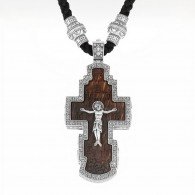 Крест Восьмиконечный  из дерева и серебра 925 пробы фото