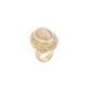 Кольцо с опалом, бриллиантом и лунным камнем из желтого золота 585 пробы