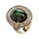 Кольцо с топазом, бриллиантом, сапфиром и турмалином из желтого золота 750 пробы