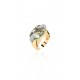 Кольцо с бриллиантом и празиолитом из комбинированного золота 585 пробы