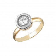 Кольцо с бриллиантом из комбинированного золота 750 пробы фото