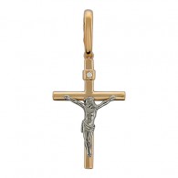 Кресты с бриллиантом из комбинированного золота 585 пробы фото