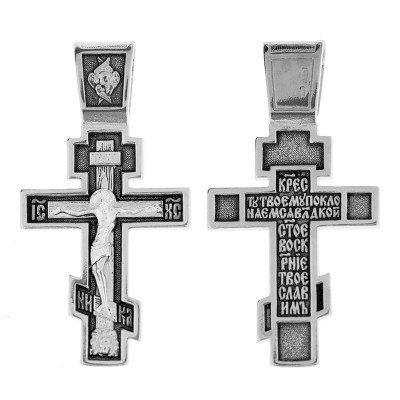 Крест из серебра 925 пробы с чернением фото