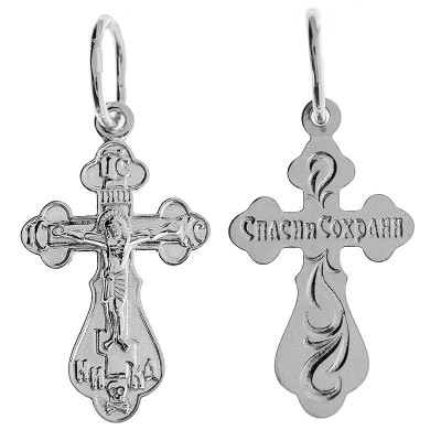 Крест из серебра 925 пробы с родиевым покрытием фото