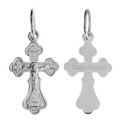 Крест из серебра 925 пробы с родиевым покрытием фото