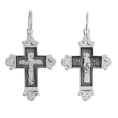 Крест Владимирская БМ из серебра 925 пробы фото