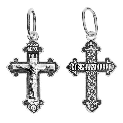 Крест из серебра 925 пробы с чернением фото