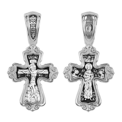 Крест Валаамская БМ из серебра 925 пробы с чернением фото