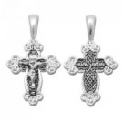 Крест "Спаси и сохрани" из серебра 925 пробы с чернением