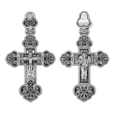 Крест "Ангеле Божий, Хранителю мой святый, не остави меня" Ангел-Хранитель из серебра 925 пробы с чернением фото