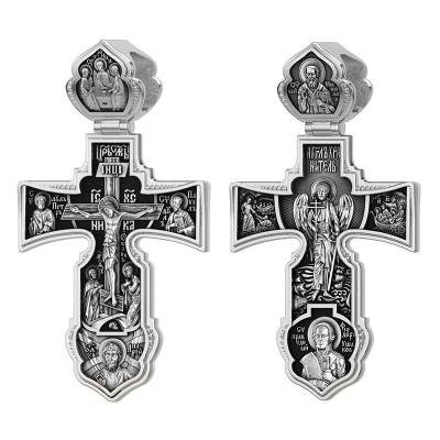 Крест Ангел-Хранитель из серебра 925 пробы с чернением фото