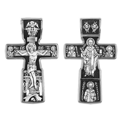 Крест Николай Чудотворец из серебра 925 пробы с чернением фото