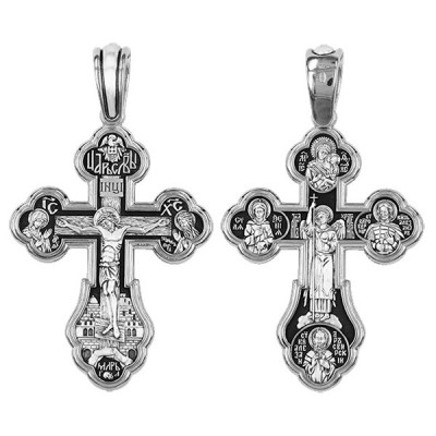 Крест Александр Невский/Ангел-Хранитель/Ксения Петербургская Св./Тихвинская БМ из серебра 925 пробы с чернением фото
