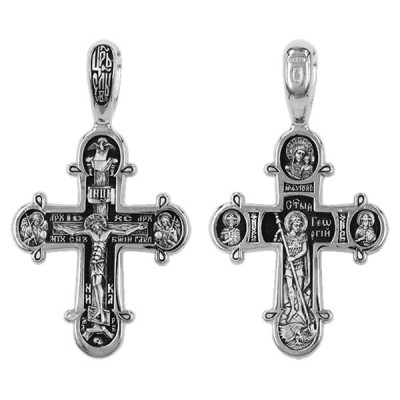 Крест Борис Св./Гавриил Архангел/Глеб Св./Казанская БМ/Михаил Архангел из серебра 925 пробы с чернением фото