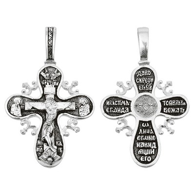 Крест "Да воскреснет Бог..." из серебра 925 пробы с чернением фото