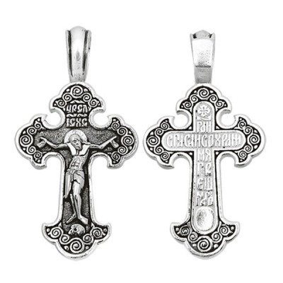 Крест "Господи Иисусе, помилуй мя грешнаго" из серебра 925 пробы с чернением фото