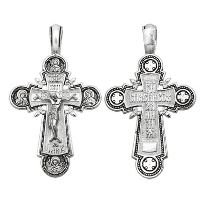 Крест "Господи, спаси и сохрани" из серебра 925 пробы с чернением фото