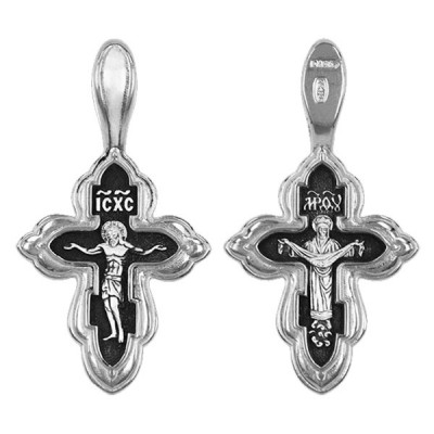 Крест Покров Пресвятой Богородицы из серебра 925 пробы с чернением фото