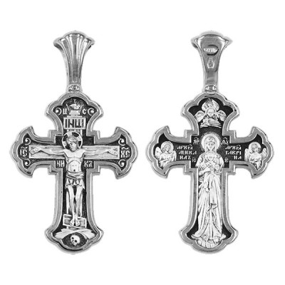 Крест Валаамская БМ из серебра 925 пробы с чернением фото