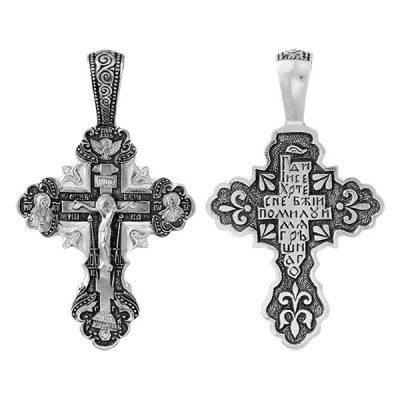 Крест "Господи Иисусе Христе помилуй и спаси нас имени Твое" из серебра 925 пробы с чернением фото