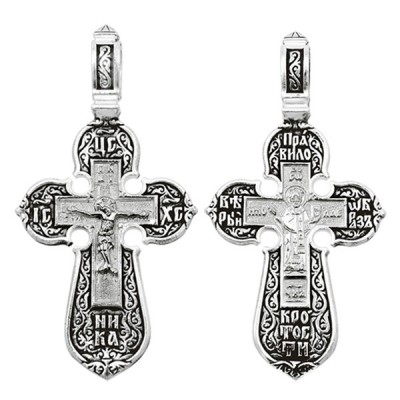 Крест Николай Чудотворец из серебра 925 пробы с чернением фото