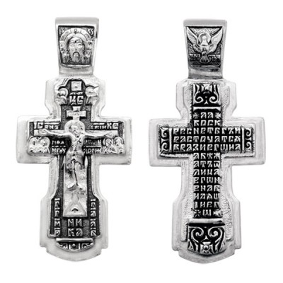Крест "Да воскреснет Бог..." из серебра 925 пробы с чернением фото