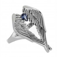 Кольцо Крылья Ангела с фианитами из серебра 925 пробы фото