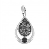 Подвеска Смоленская икона Божией Матери с аметистом из серебра 925 пробы фото