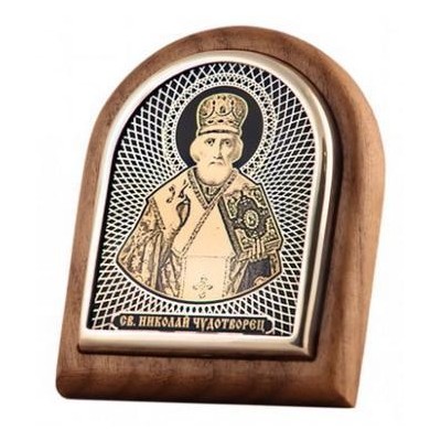 Икона  Николай Чудотворец из серебра 925 пробы фото