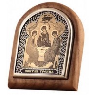 Икона  Троица Св. из серебра 960 пробы фото