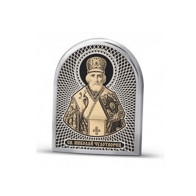 Икона  Николай Чудотворец из серебра 960 пробы фото