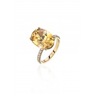 Кольцо с бриллиантом и Гиацинт из желтого золота 585 пробы фото