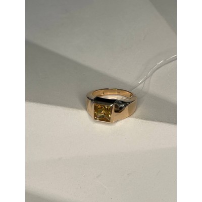 Кольцо с цитрином из красного золота 585 пробы фото