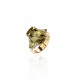Кольцо с бриллиантом, сапфиром и турмалином из желтого золота 585 пробы