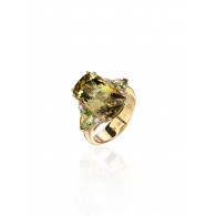 Кольцо с бриллиантом, сапфиром и турмалином из желтого золота 585 пробы фото