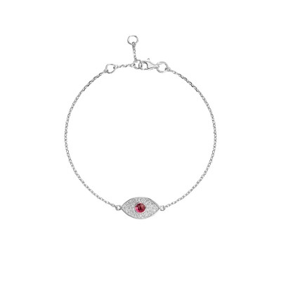 Браслет с бриллиантом и рубином из белого золота 585 пробы фото