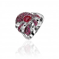 Кольцо с рубином из белого золота 585 пробы фото