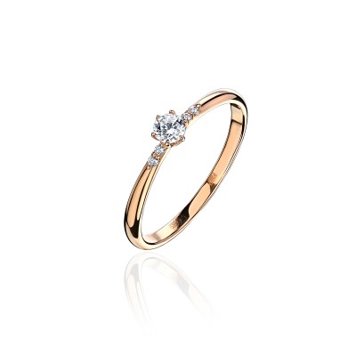 Кольцо с бриллиантом из красного золота 585 пробы фото