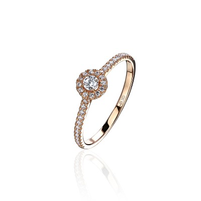 Кольцо с бриллиантом из красного золота 585 пробы фото