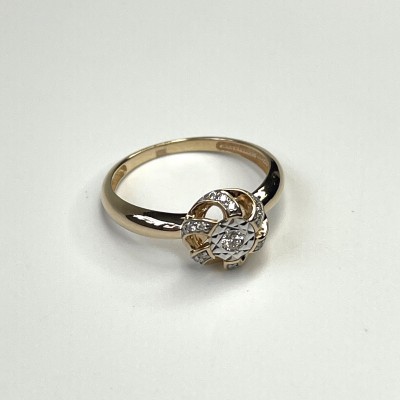 Кольцо с бриллиантом из красного золота 585 пробы фото