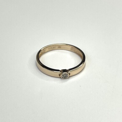 Кольцо с бриллиантом из красного золота 585 пробы фото