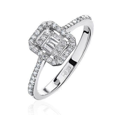 Кольцо с бриллиантом из белого золота 585 пробы фото